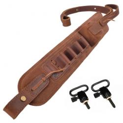 Sangle de fusil de chasse en cuir avec ceinture de support MARRON 2 attache LIVRAISON GRATUITE !!