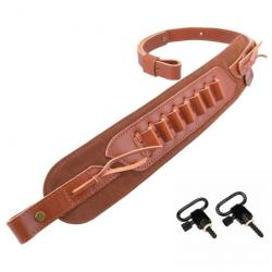 Sangle réglable en cuir pour. 22LR,. 22MAG (MARRON 2 attaches) LIVRAISON GRATUITE !!