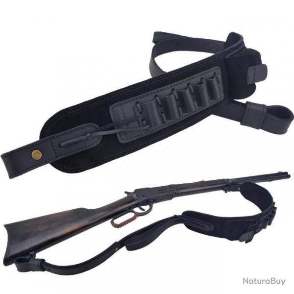 charpe en cuir pour fusil pour 308 .45-70 .30-06 .44MAG NOIR 1 attache LIVRAISON GRATUITE !!