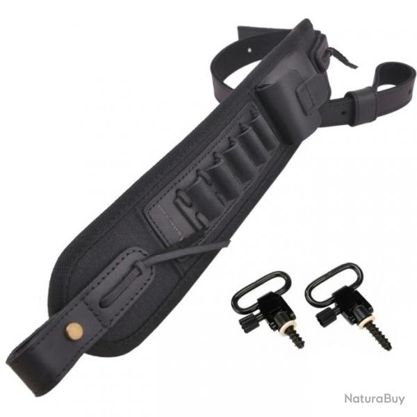 Porte-munitions en toile de cuir Black(12 Gauge) 2 attaches LIVRAISON GRATUITE !!