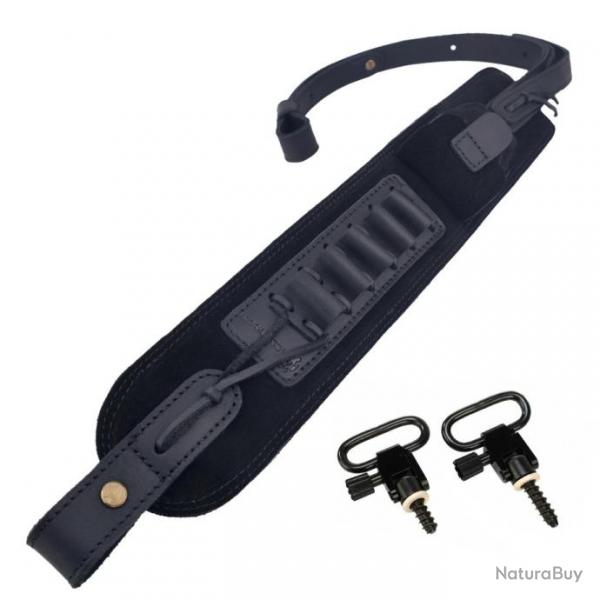 Porte-munitions en toile de cuir Black(12 Gauge) 2 attaches