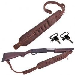 Porte-munitions en toile de cuir  Coffee(12 Gauge) 2 attaches LIVRAISON GRATUITE !!