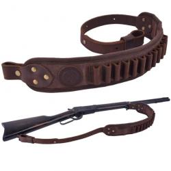 Ceinture réglable en cuir pour. 357 .30-30 .38 2 attaches CAFE 1 attache  LIVRAISON GRATUITE !!