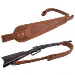 Sangles de fusil de chasse en cuir de buffle avec 1 émerillon MARRON LIVRAISON  GRATUITE !!