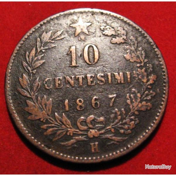 ITALIE piece de 10 centesimi cuivre 1867 H diametre 30 mm