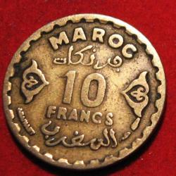 Maroc  piece de 10 francs  diametre 20 mm