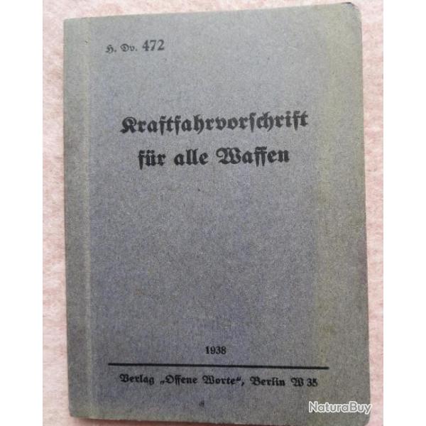 Petit livre allemand fur all waffen 1938