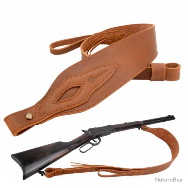 Sangle de fusil de chasse en cuir rglable-MARRON