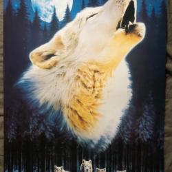 Affiche, poster, Hurlement d'un Loup une nuit de pleine lune  43 x 61 cm