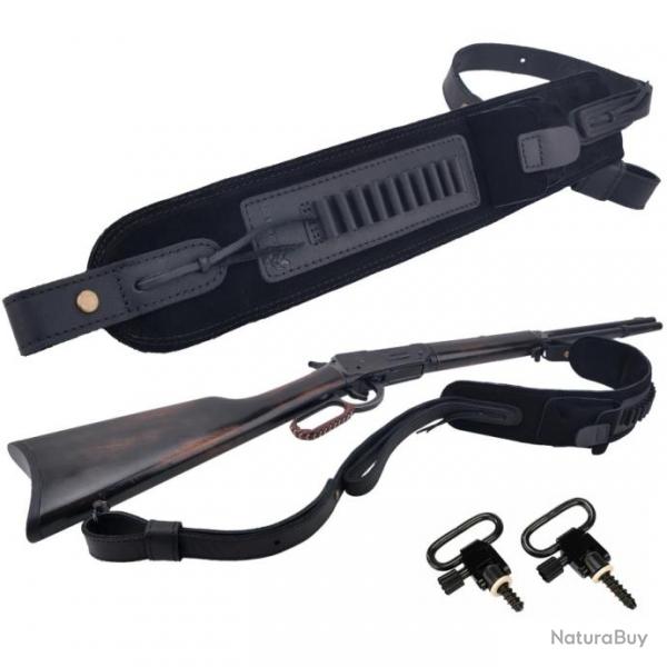 Porte-munitions rglable en cuir -NOIR- pour. 22lr .22mag .17hmr 2 ATTACHES LIVRAISON  GRATUITE !!