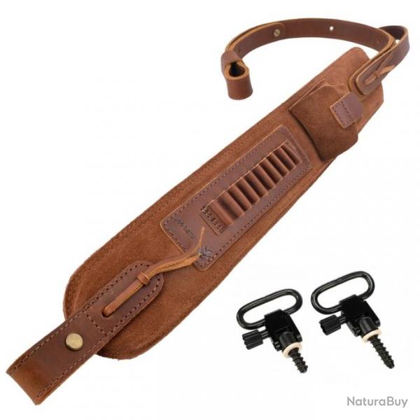 Porte-munitions rglable en cuir -MARRON- pour. 22lr .22mag .17hmr 2 ATTACHES LIVRAISON  GRATUITE !!