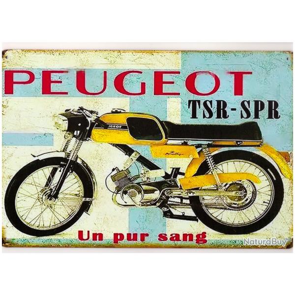 PLAQUE PUBLICITAIRE METAL PEUGEOT RALLYE TSR/SPR