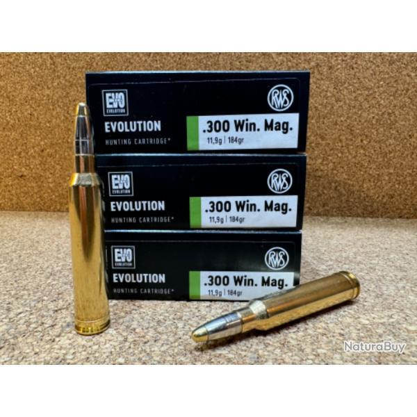 3 BOITES DE MUNITIONS RWS 300 WIN MAG EVO  11.9 gr