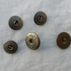 lot de 5 anciens boutons militaires en métal pour uniforme