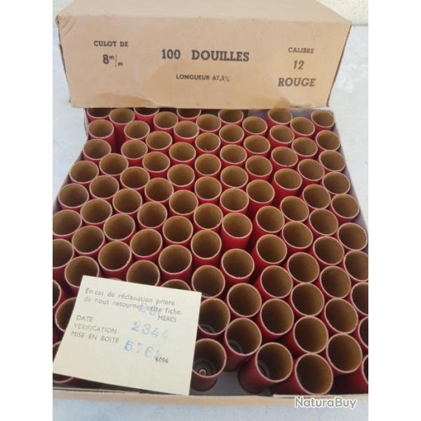 Lot 100 douilles  carton  cal 12/67.5