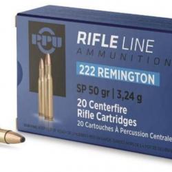 CARTOUCHES PARTIZAN 222 REMINGTON SP 50 GR 1 boite ( 20 munitions)