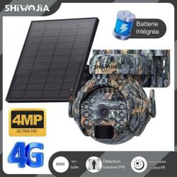 Caméra Chasse 4MP Réseaux 4G Surveillance Solaire PTZ360° Camouflage Vision Nocturne Notice Français