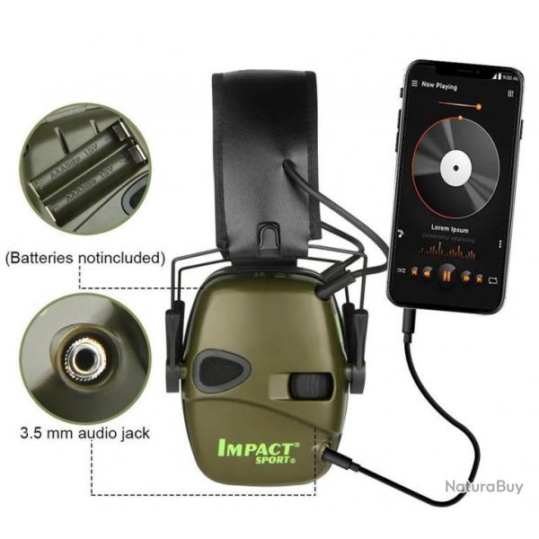 Casque Antibruit lectronique pour Chasse et Tir - Protection Auditive Active c