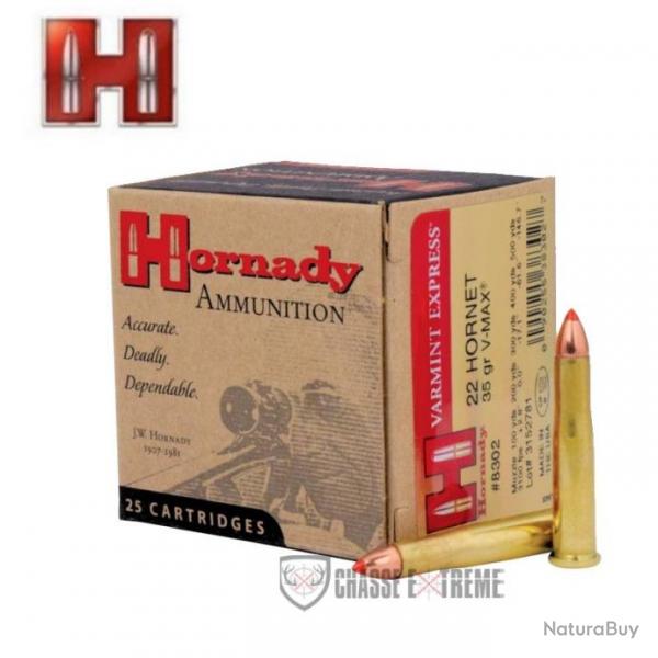 25 Cartouches HORNADY Cal 22 Hornet 35Gr V-max