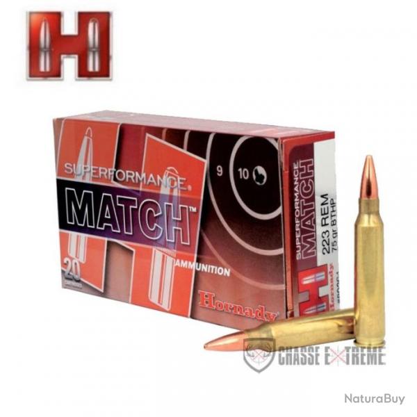 20 Munitions HORNADY Superformance Match Cal 223 Rem 75Gr BTHP