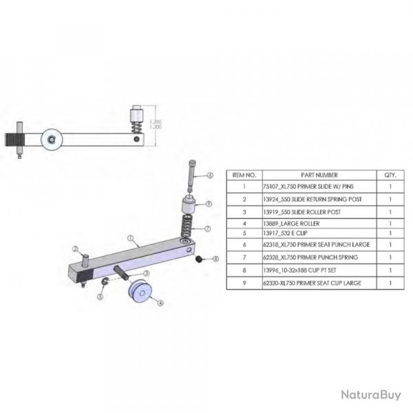 Dillon 13889 Rouleau coulissant d'apprt pour RL550 / XL750