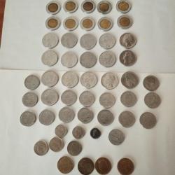 Lot de 52 pièces de monnaie italienne