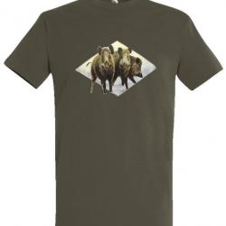 T SHIRT BARTAVEL NATURE TRIO SANGLIERS KAKI T