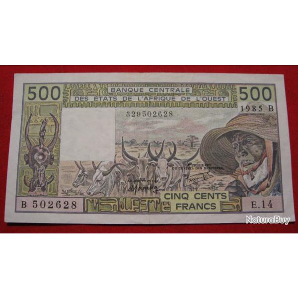 banque centrale d'afrique billet de 500 francs  1985 sup