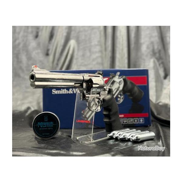 Pack Prt  Tirer REVOLVER SMITH&WESSON 629 6,5'' CO2 CAL 4.5MM STEEL FINISH