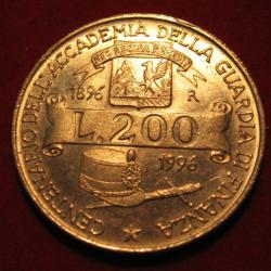 ITALIE  piece de 200 LIRE commemorative 1996 R 8