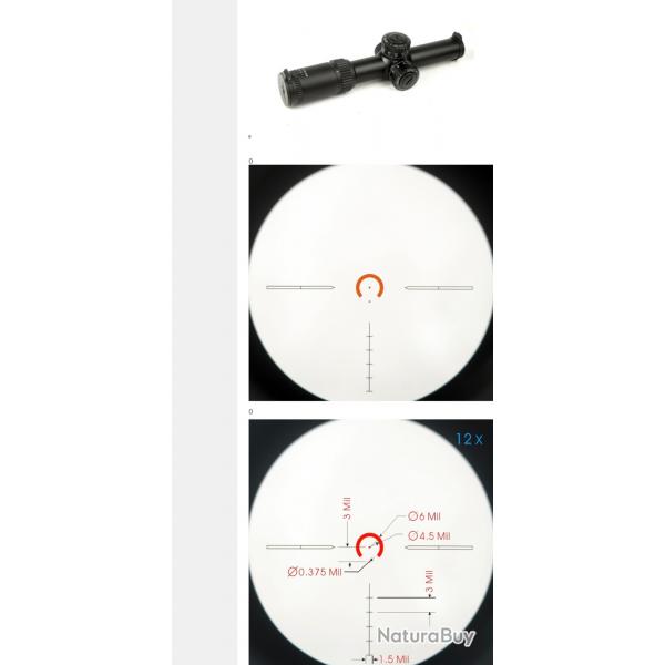 Lunette SKW OPTICS 1-12x24 avec montage.