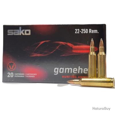 Munitions SAKO gamehead cal.22-250 rem 3.56g 55Gr par 20 - Balles ...