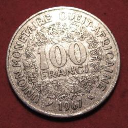 AFRIQUE piece de 100 FRANCS union monetaire de l'ouest africain 1967 diametre 26 mm