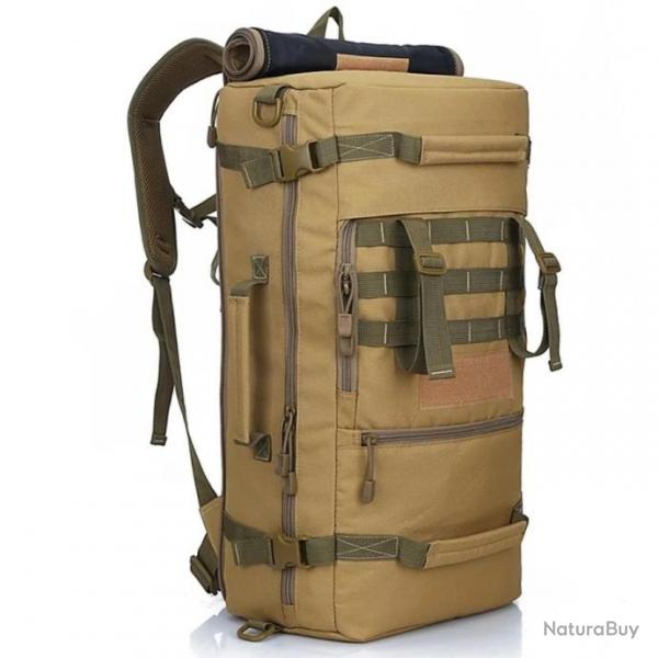 Sac  Dos Militaire Tactique de 50l pour Homme pour Trekking Voyage Randonne Camping Chasse Kaki