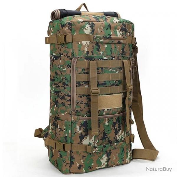 Sac  Dos Militaire Tactique de 50l pour Homme pour Trekking Voyage Randonne Camping Chasse Camo