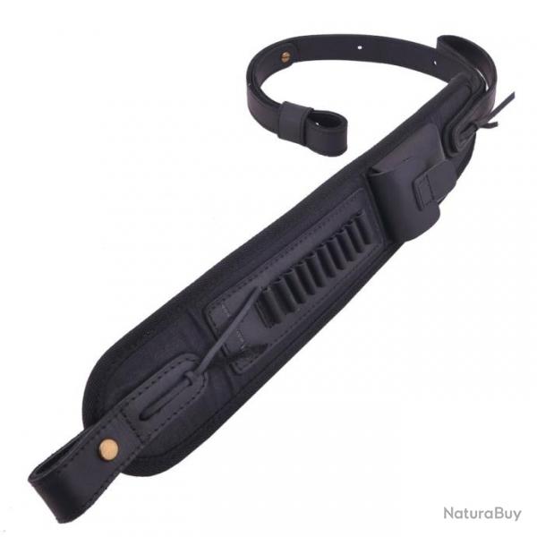 Bretelle de transport en cuir calibre 22lr 22mag - LIVRAISON GRATUITE - Noir