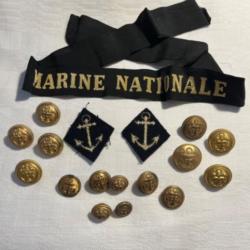 Lot de boutons bachi écusson marine nationale