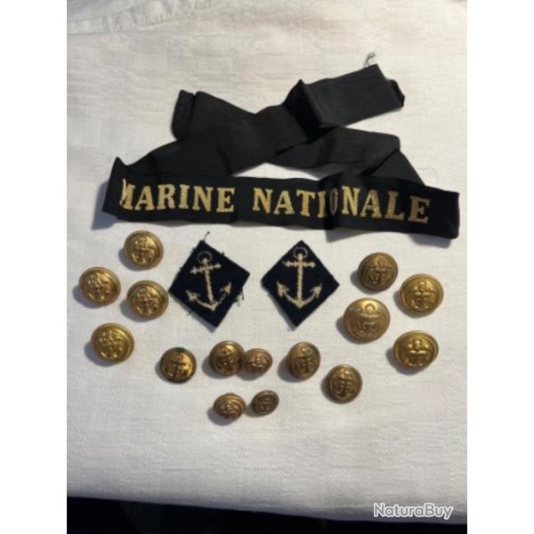 Lot de boutons bachi cusson marine nationale