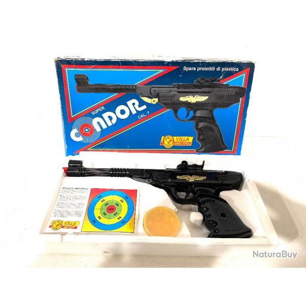 Ancien Pistolet Super Condor Airsof Villa Giocattoli avec Bote origine