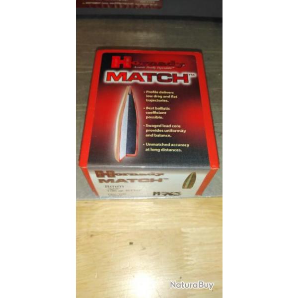 BOITE OGIVES HORNADY MATCH .323 BTHP  196 GRS  (1)