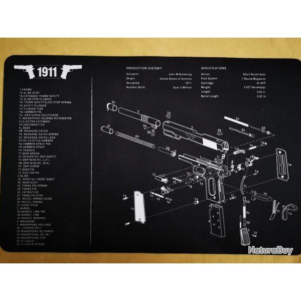 Tapis de dmontage pour pistolet Colt 1911