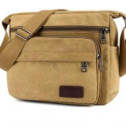 Sac à Bandoulière Homme en Toile - Style Décontracté & Multifonctionnel Kaki