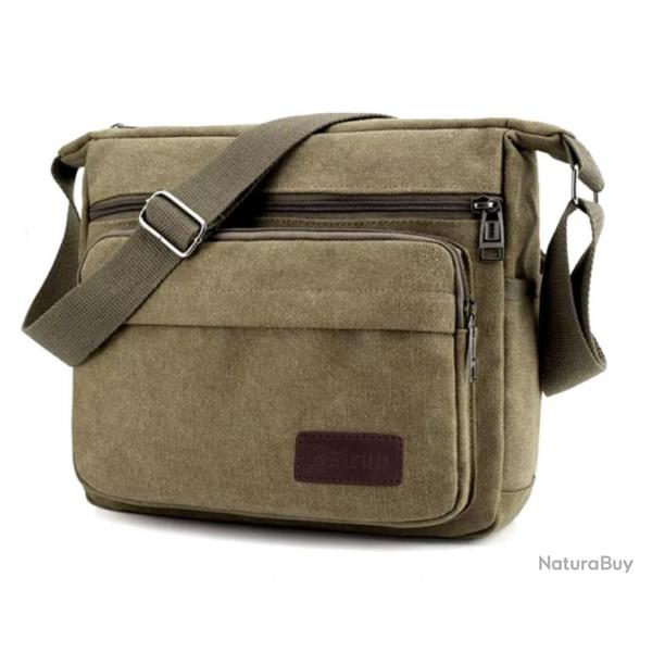 Sac  Bandoulire Homme en Toile - Style Dcontract & Multifonctionnel Vert