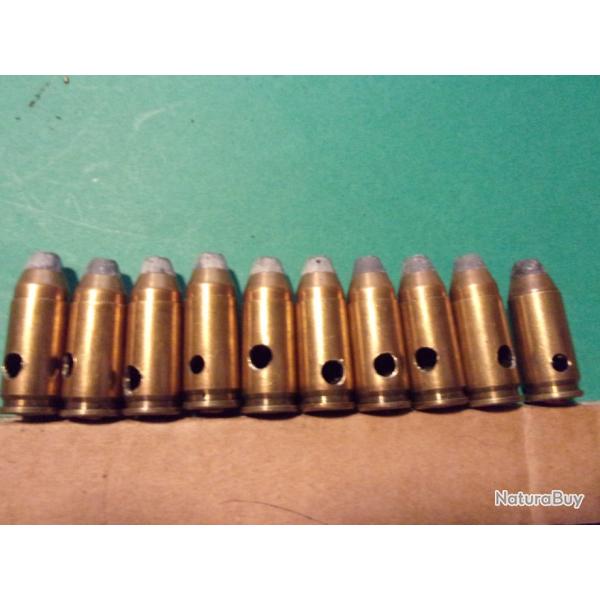 10 Munitions 9x19mm Para 9P. DAG. AB. demi-blindes neutralises