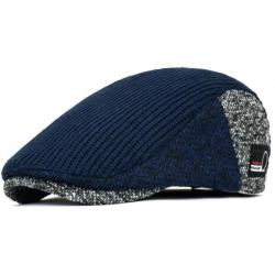 Casquette Octogonale Vintage Homme Style Gatsby, Béret Tricoté Bleu