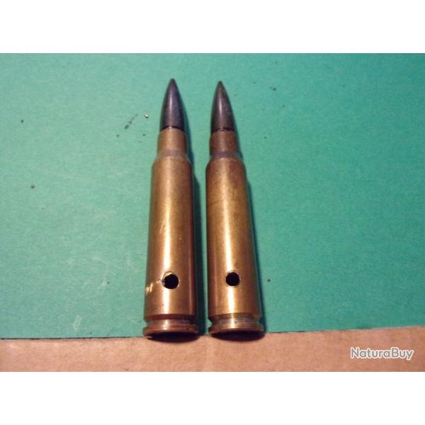 2 munition 7,5x54 Mas de1-34 CN PC tui laiton, balle  tombac, neutralise