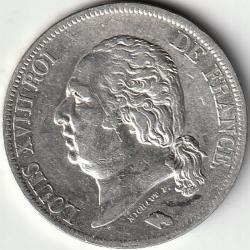 Pièce de Monnaie France 5 francs Louis XVIII, tête nue 1821 Paris Argent Qualité