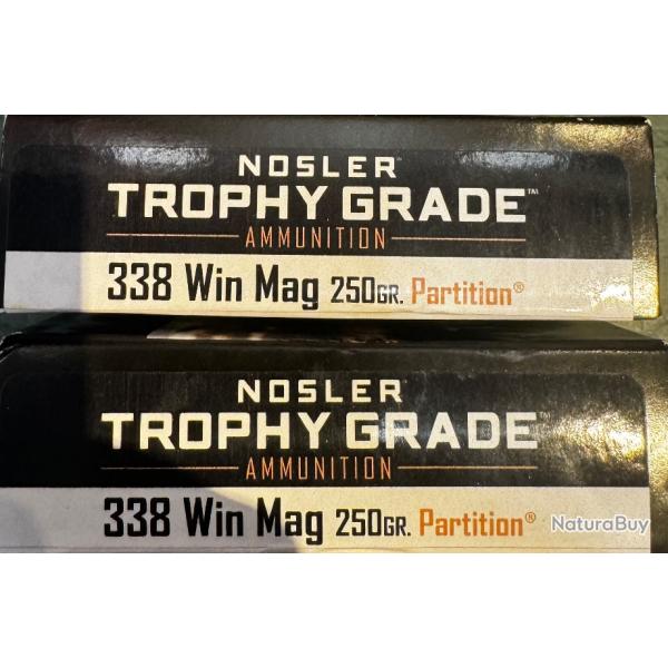 2 botes de munitions 338 wm nosler partition
