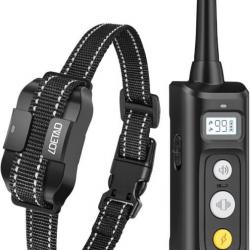 Collier de Dressage Électrique pour Chien Rechargeable IPX7 Étanche 99 Niveaux Réglables 600M