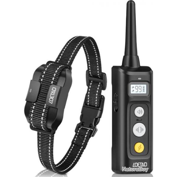 Collier de Dressage lectrique pour Chien Rechargeable IPX7 tanche 99 Niveaux Rglables 600M